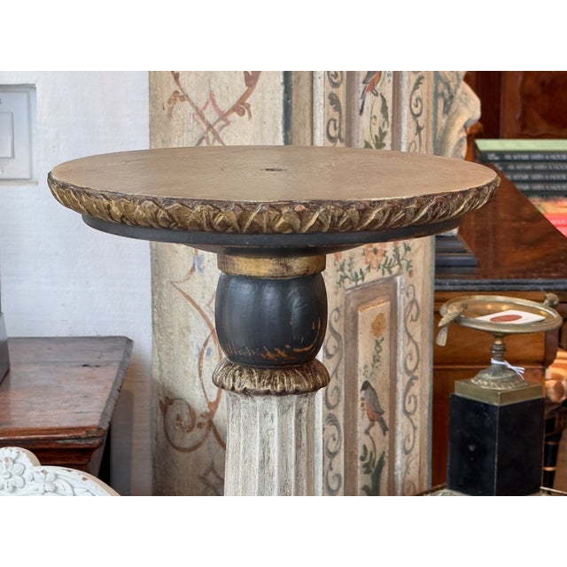 Neoclassical Pair Neoclassical Painted and Gilt Pedestals For Sale - Image 3 of 11