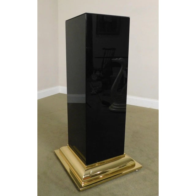 1980s Vintage Modern Black and Gold Pedestal For Sale - Image 5 of 13