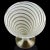 Murano Vintage Murano Large White Copper Aventurine Ribbons Italian Art Glass Footed Flower Vase For Sale - Image 4 of 9