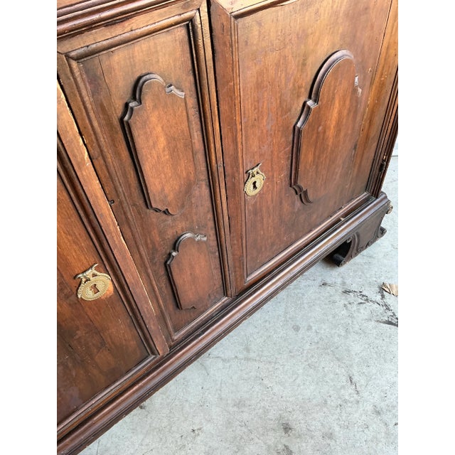 Wood Vintage Boho 18 Century Tuscan Walnut Buffet For Sale - Image 7 of 11