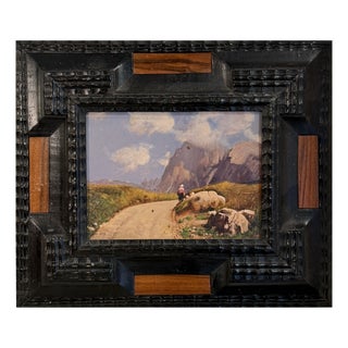 F. Squassina, Walk to the Alpe Di Siusi, 20th Century, Oil on Panel, Framed For Sale