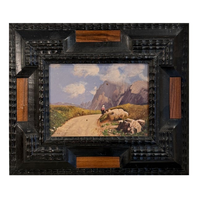 F. Squassina, Walk to the Alpe Di Siusi, 20th Century, Oil on Panel, Framed For Sale