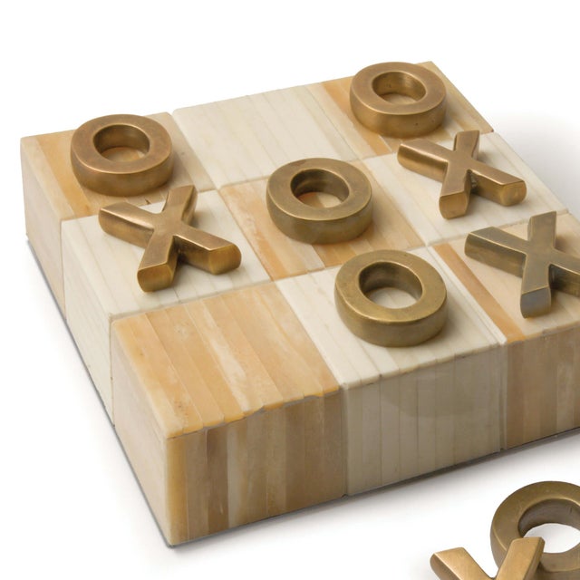 Regina Andrew Tic Tac Toe Flat Board With Brass Pieces For Sale - Image 4 of 6