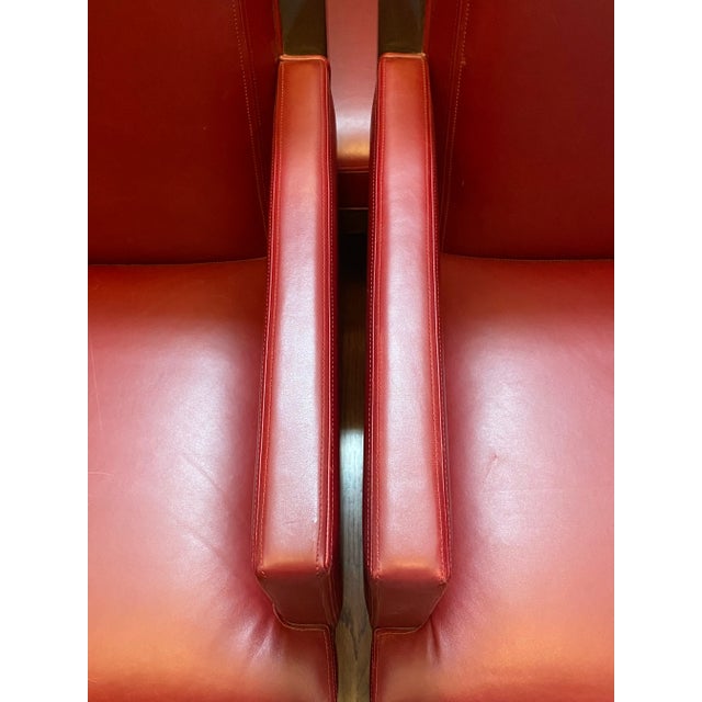 1980s Holly Hunt 1980s Red Leather Dinning Chairs Set of 8 For Sale - Image 5 of 13