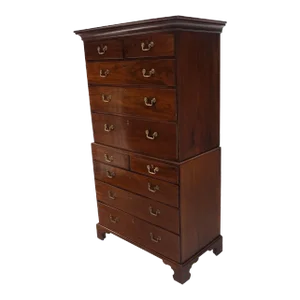 Antique 19th Century Solid Mahogany Chest on Chest Two Part Cabinet Tallboy