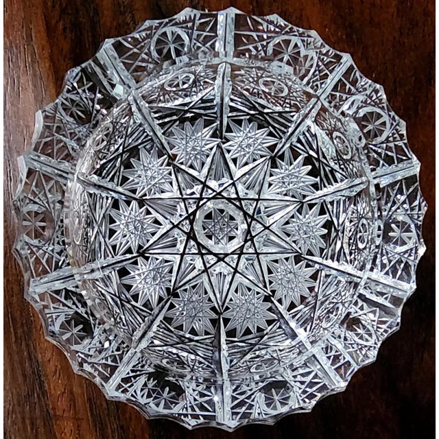 Transparent Beautiful Vintage Intricately Cut Fine Crystal Small Round Bowl. For Sale - Image 8 of 13