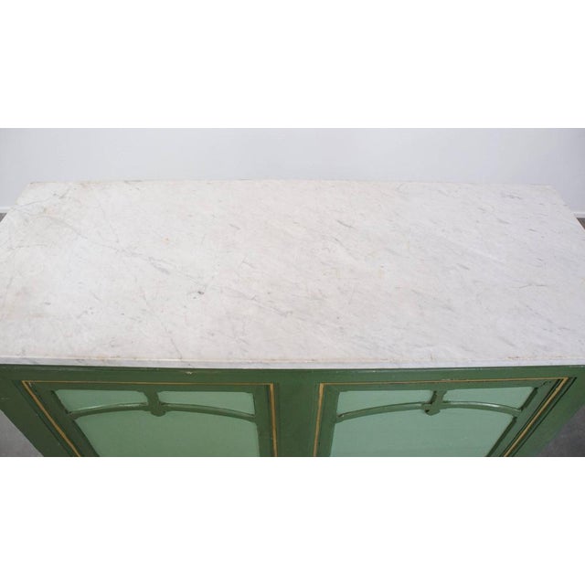 Antique Green Counter with a Marble Top, Late 19th-Early 20th Century For Sale - Image 6 of 18