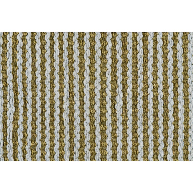 Part & Parcel Goods Textured Scallop Stripe Rug, 5'x8', Moss and Pale Blue For Sale - Image 4 of 5