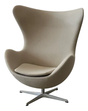 Egg Swivel Lounge Chair in Beige Fabric and Metal by Arne Jacobsen for Fritz Hansen