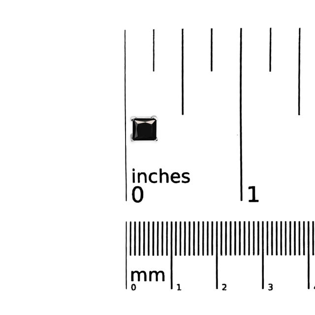 Early 21st Century 14K White Gold 2.00 Cttw Princess-Cut Treated Black Diamond Classic 4-Prong Stud Earrings with Screw Backs (Fancy Color-Enhanced, I2-I3 Clarity) For Sale - Image 5 of 5