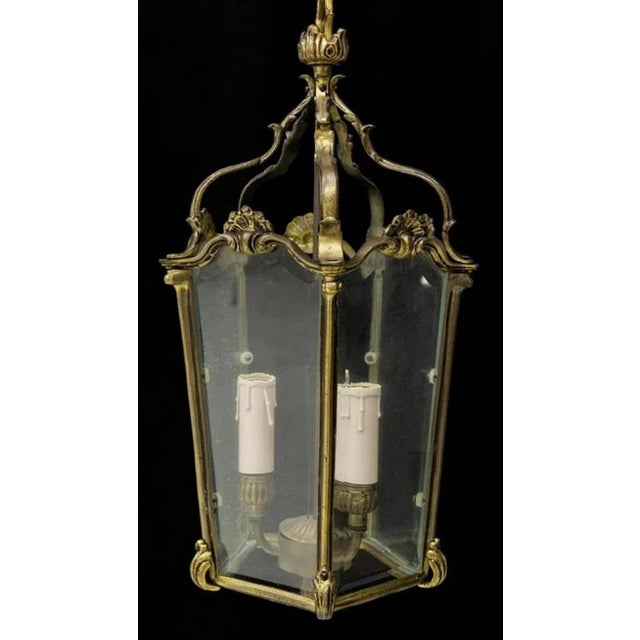 Italian Italian Gilt Metal Three-Light Ceiling Lantern, 20th Century For Sale - Image 3 of 5