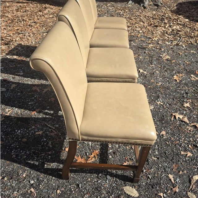 Mid-Century Modern Late 20th Century Hancock and Moore Leather Barstools Set of 4 For Sale - Image 3 of 9