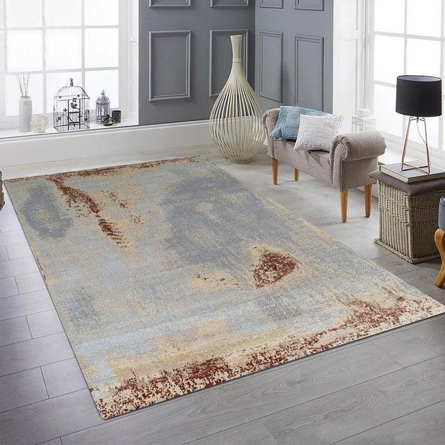 6x9 Gray Hand-Knotted Wool Sky Washed Texture Abstract Modern Carpet Rug For Sale In New York - Image 6 of 6