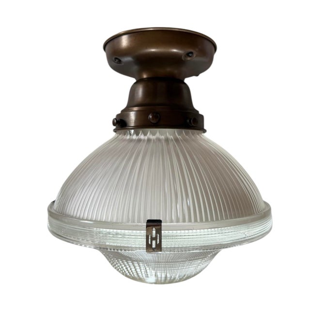 Mid 20th Century Rare Holophane Flushmount Light Fixture For Sale - Image 11 of 11