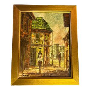 1960’s Abstract Impressionist Cityscape Street Scene Painting