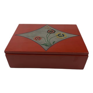 Vintage Japanese Red Lacquer Box For Sale
