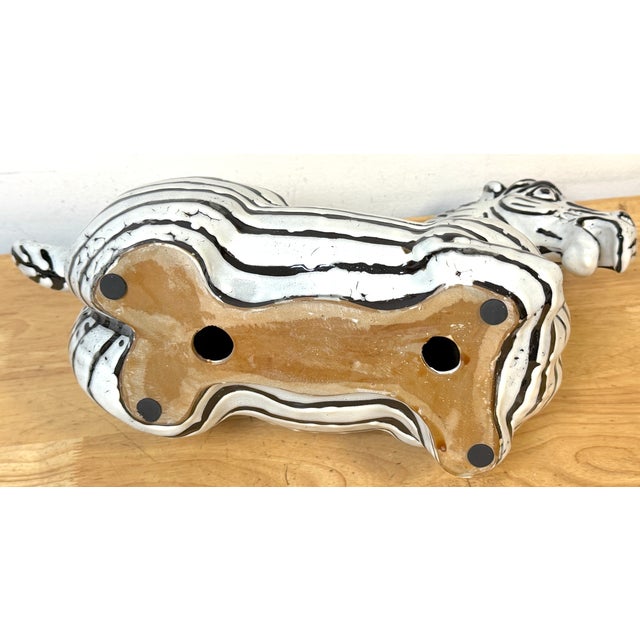 Pair Italian Mid-Century Modern Glazed Pottery Zebra Style of Raymor For Sale - Image 11 of 12