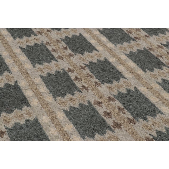 Textile Contemporary Scandinavian Blue Taupe Wool Rug by Rug & Kilim, India For Sale - Image 7 of 11