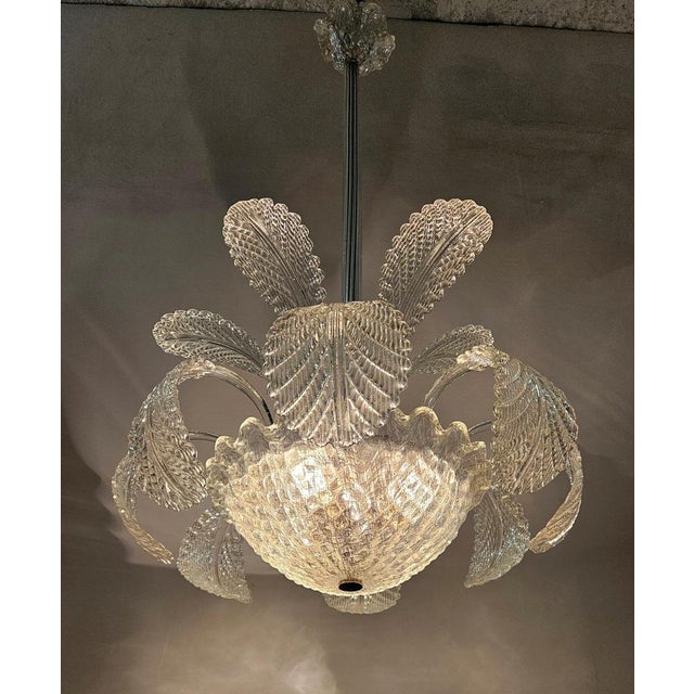 Mid-Century Modern Murano Glass Leaf Chandelier, Italy, 1940s For Sale - Image 6 of 13