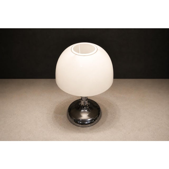 1960s Rewired Brazilian Modern Table Lamp in Chrome Metal and Acrylic Shade For Sale - Image 9 of 15