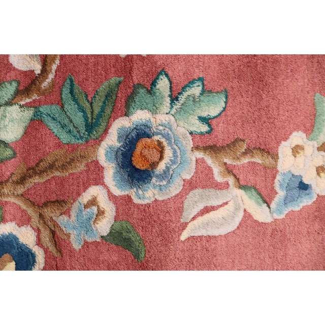 Textile 9'x12 Vintage Chinese Art Deco Rug | Terra-Cotta Red Wool Rug For Sale - Image 7 of 9
