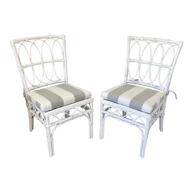 1960s Ficks Reed Side Chairs With New Sunbrella Cushions - a Pair For Sale