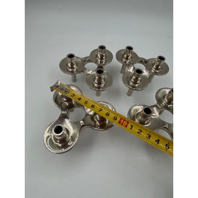 Mid-Century Modern Silver-Plated Taper Holders by Stoff for BMF, West Germany, 1950s, Set of 4 For Sale - Image 4 of 14