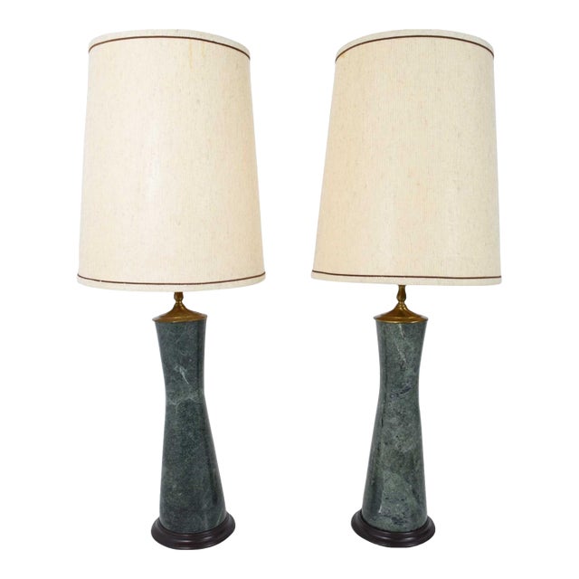 Marble Table Lamps in Teal For Sale