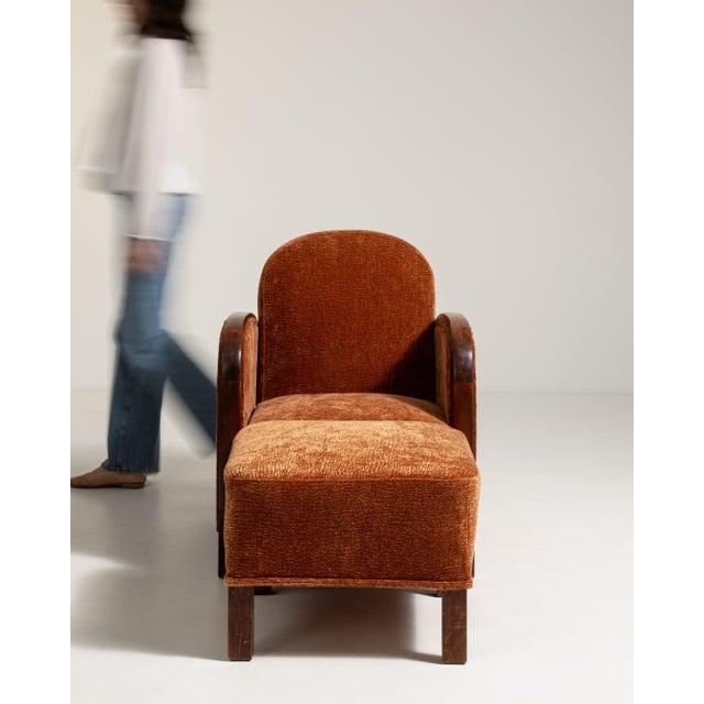 Art Deco Lounge Armchair With Ottoman France 1930s For Sale In Greensboro - Image 6 of 17