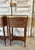 Pair of louis xvi style mahogany bedside tables, circa 1960. Two-drawer fronts with a shelf forming a stretcher. Carrara...