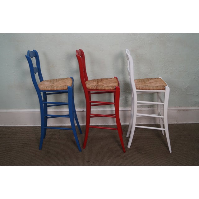 French Country Rush Seat Bar Stools Set of 3 Chairish