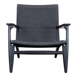 Carl Hansen & Son Ch25 Modern Black Woven Lounge Chair by Hans J. Wegner