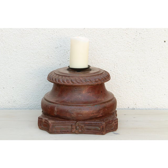 Antique Teak Rounded Rosette Pedestal For Sale - Image 4 of 9
