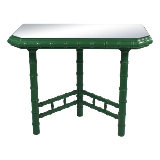 Faux Bamboo Green Entry Console For Sale
