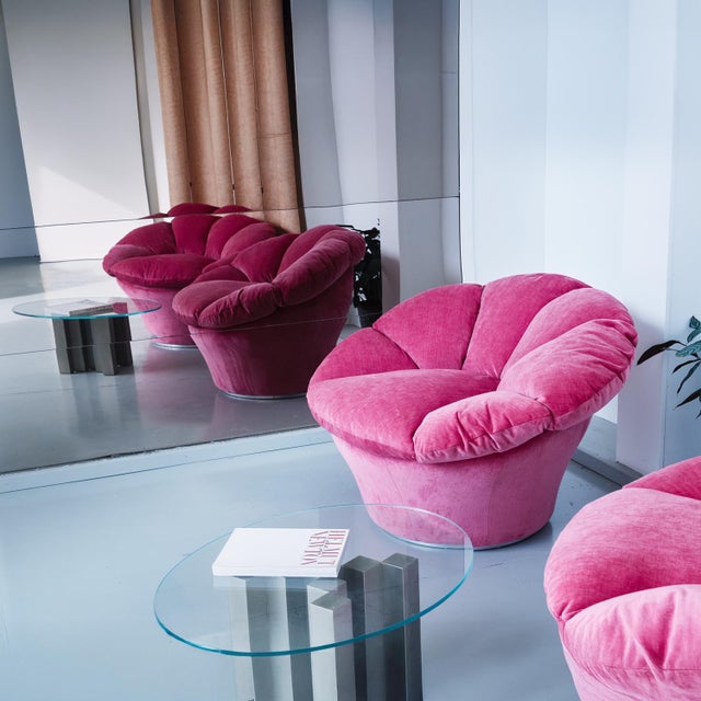 Contemporary Twelve Pink Velvet Armchair by Biosofa For Sale - Image 3 of 12
