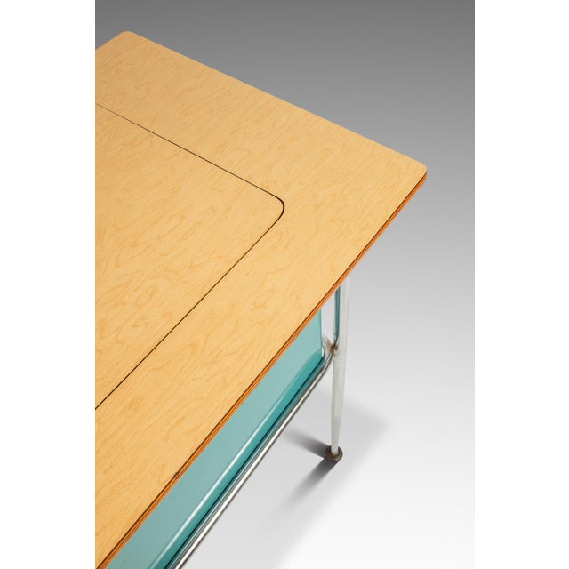 Mid-Century Modern Industrial Writer's Desk / Computer Desk W/ Adjustable Height Desk Top in Chrome & Metal, Usa, C. 1970s For Sale - Image 16 of 18