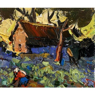 Oil Painting Cabbage Is Being Planted in the Garden Oleksiy Ivanyuk For Sale