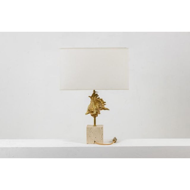 Gilded Bronze Shell Lamp from Maison Charles, France, 1970s For Sale - Image 3 of 7