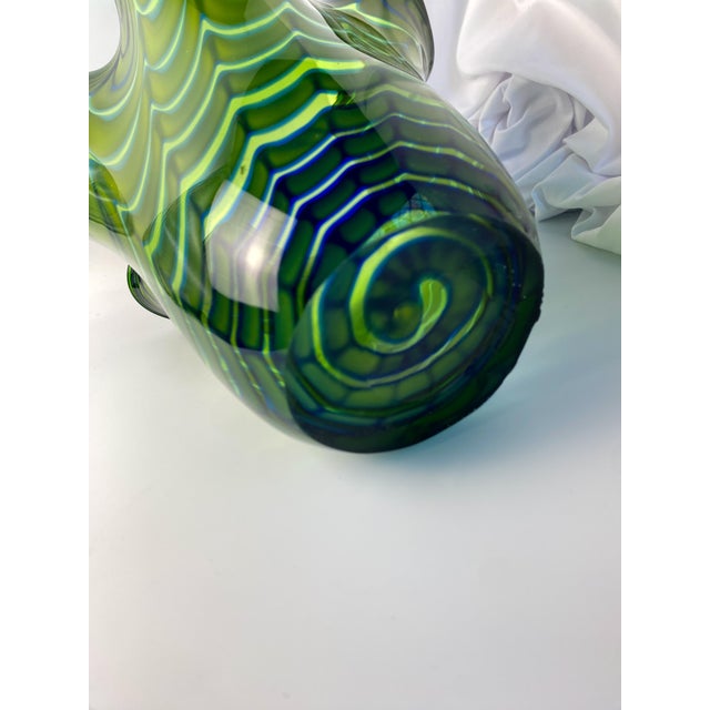 Murano Style Pulled Feather Spiral Art Glass Vase For Sale - Image 13 of 13