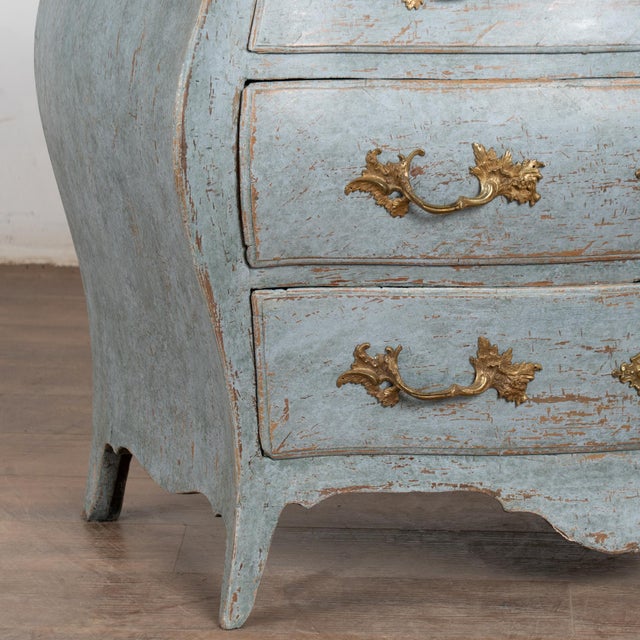 Wood Late 18th Century Blue Swedish Bombay Chest of Three Drawers For Sale - Image 7 of 16
