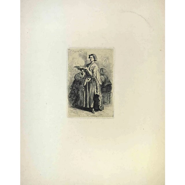 The Lady is an etching on paper realized by the French artist Gustave Donjean. Signed in plate and dated upper left. This...