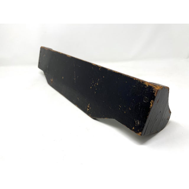 Antique Folk Art Hand-Painted Black Towel Hanger Holder Bar Rack, Wall Mount For Sale - Image 9 of 10