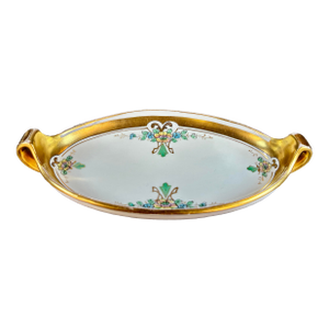 Antique Pickard Handled Porcelain Oval Serving Dish