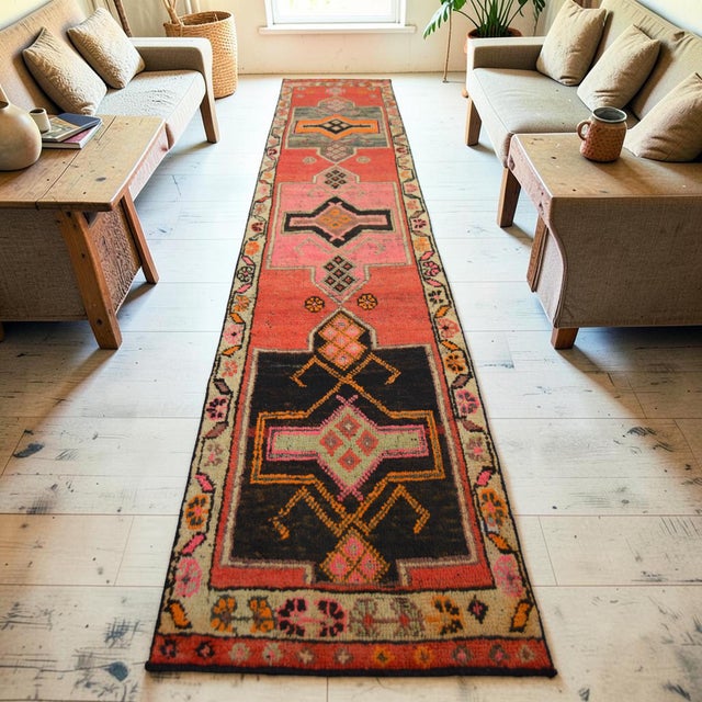 Contemporary Tribal Motifs Hand-Knotted Kurdish Runner - 2′7″ × 11′5″ For Sale - Image 3 of 14
