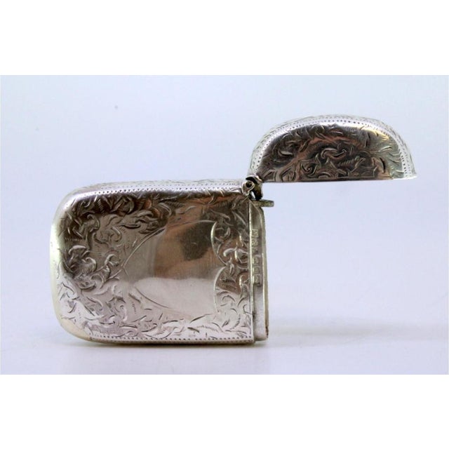 Silver Matchbox with Engraved Plant Motifs and Monogram Card For Sale - Image 4 of 8