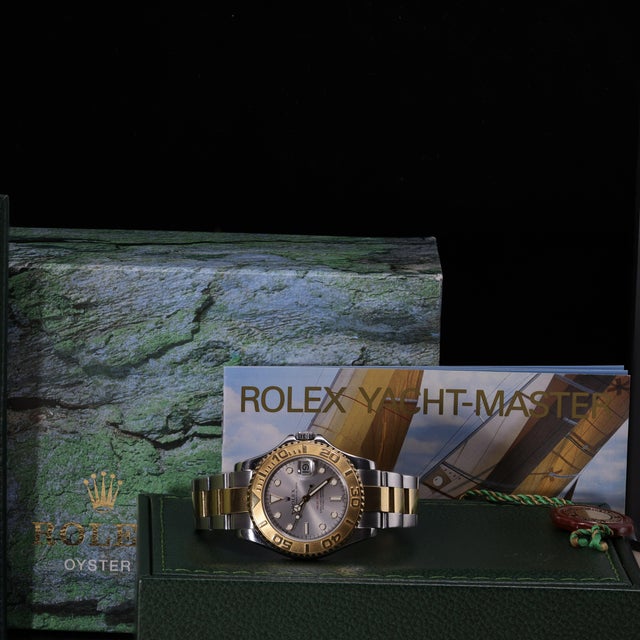 1990s Rolex Yacht Master Two Tone 168623 Gray Dial 35mm Full Set Watch For Sale - Image 16 of 18