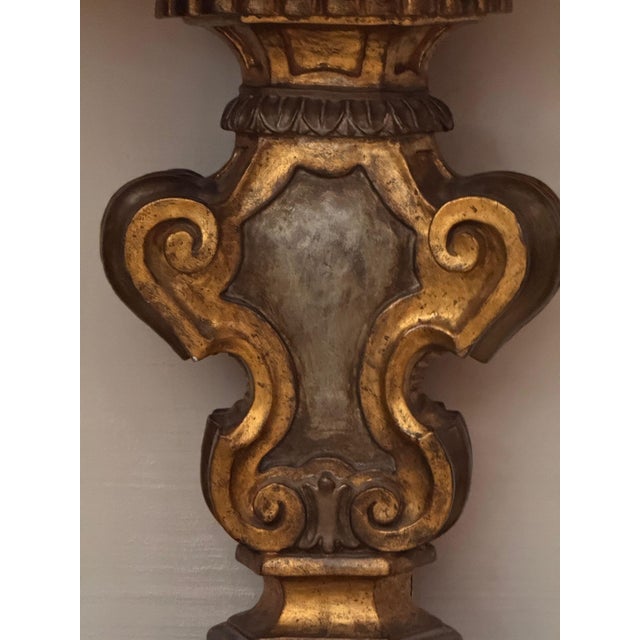 Pair of Italian Giltwood Demilune Consoles With Marble Tops For Sale - Image 10 of 12