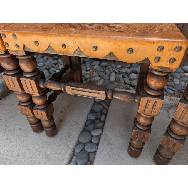 Set of 6 Vintage Spanish Revival Dining Chairs (4 Side, 2 Captain’s)-Project Set For Sale In San Diego - Image 6 of 10