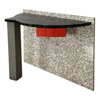 Italian Modern Black Marble Granite Console Aldo Cibic for Memphis, 1980s For Sale