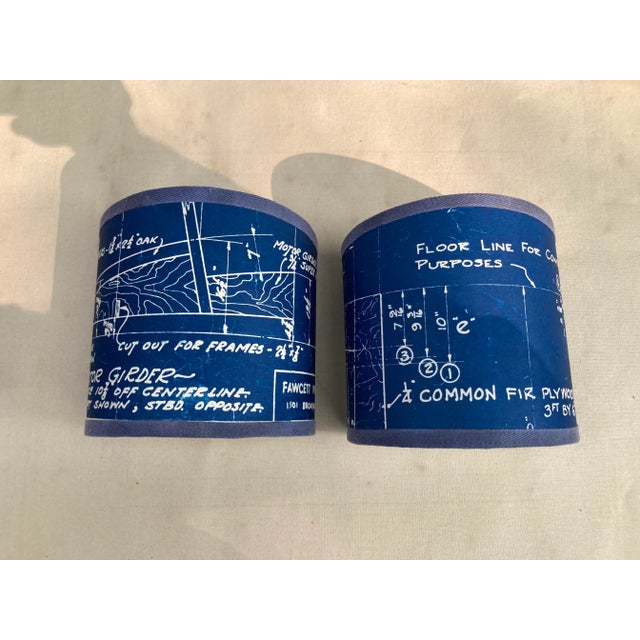 2020s Vintage Ship Blueprint Sconce Shades For Sale - Image 5 of 5